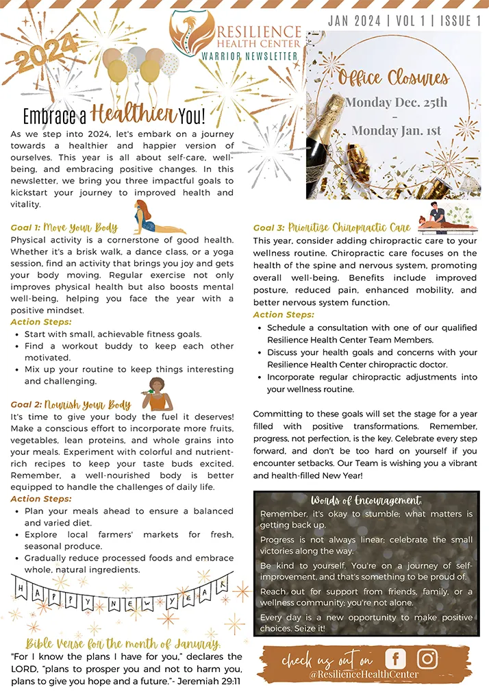 Resilience Health Center Warrior January Newsletter